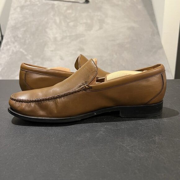Cole Haan Moc Toe Loafers Mens 10 M Cognac Brown Leather Slip On Casual Dress - Picture 7 of 11